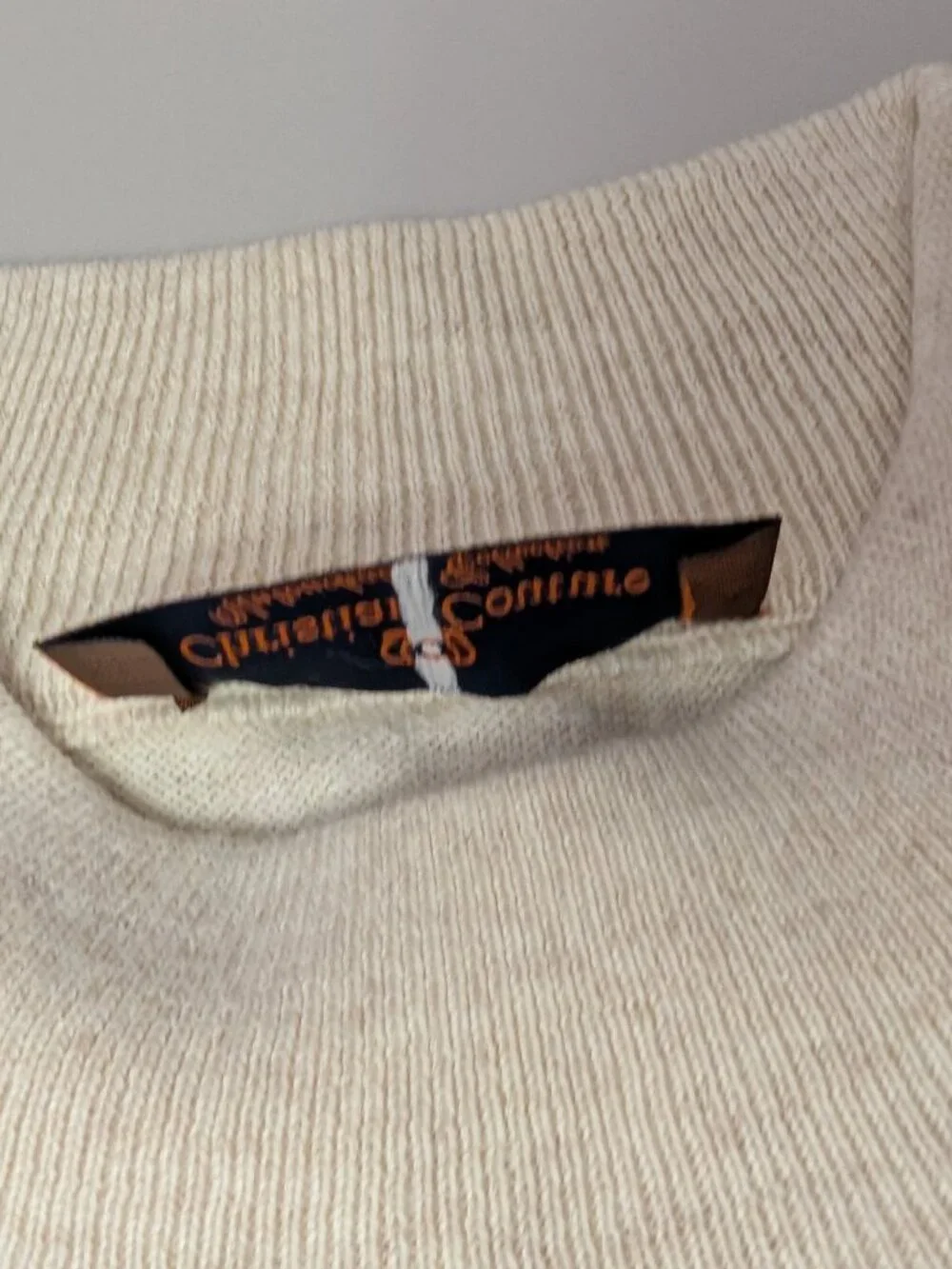 Christian Couture Untouchable Collection Cream Mock Neck Wool Blend Sweater 4XL